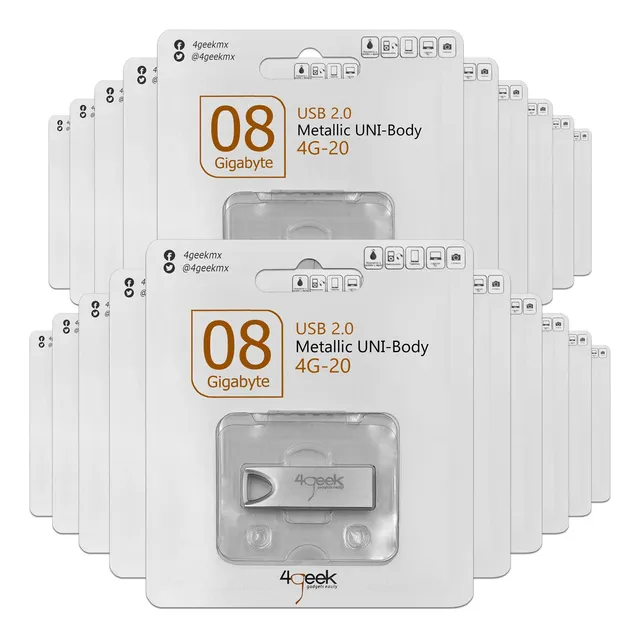 Kit 20 Memorias 4geek Usb 8gb 2.0 Metálica Blister