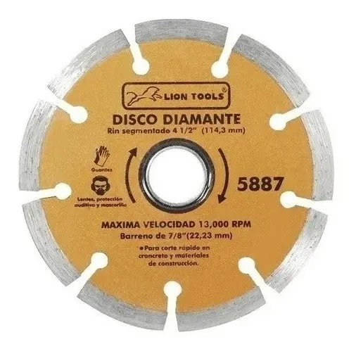 Disco Diamante 4 1/2  Rin Segmentado Lion Tools 5887