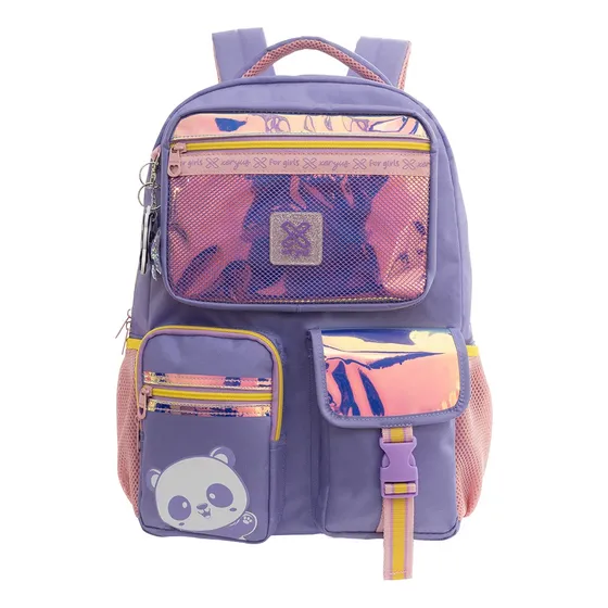 Mochila Xeryus 16 Utility Panda Lilás - 13941 Desenho Do Tecido Estampada