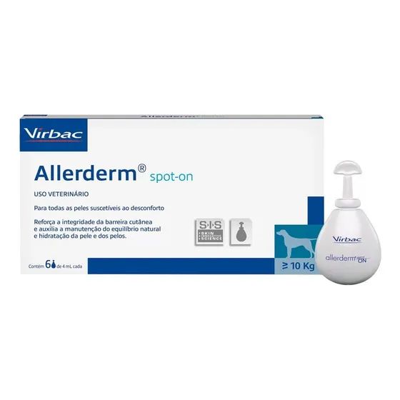 Allerderm Sis 4 Ml 6 Pipetas Spot On Cães Gatos Acima 10kg