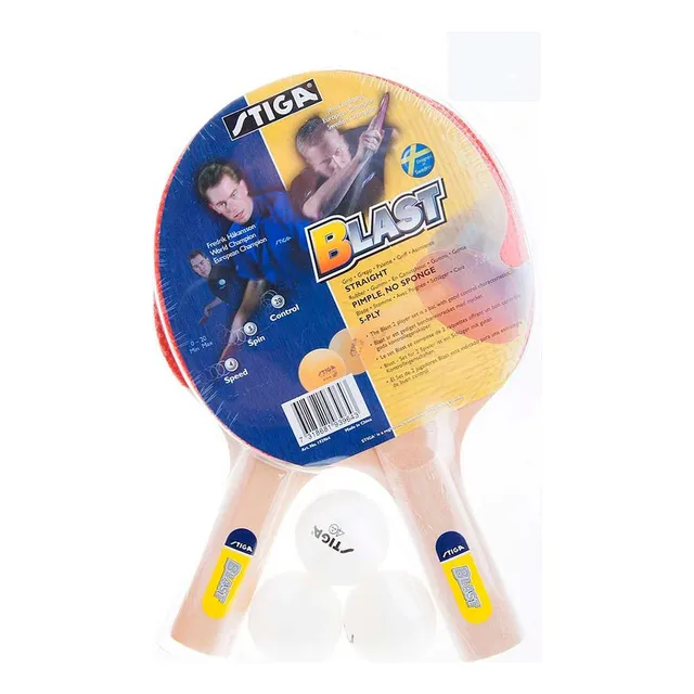 Pack de 2 raquetas de ping pong Stiga Hobby Classic + 3 Pelotas negra