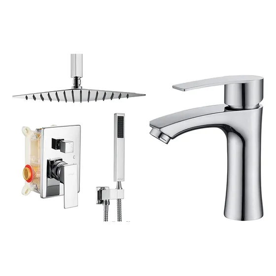 Esnbia Sistema Ducha Techo 10  Grifo Baño Fregadero Acero
