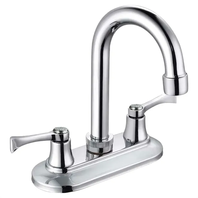 Llave Mezcladora Doble Comando Lavabo Baño Grifo Inoxidable Acabado Cromado Color Plateado
