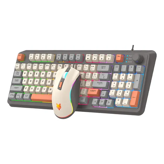 Free Wolf K820 Kit De Teclado Y Mouse En Español Con Cable Mouse Blanco Teclado Negro