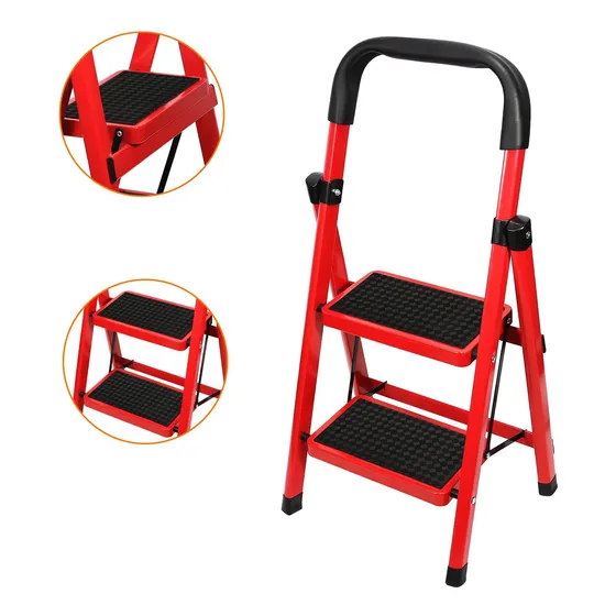 Escalera Plegable De Acero De 2 Peldaños Multifuncional