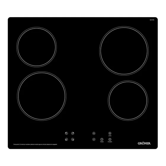 Encimera Vitrocerámica Gröner Touch Black 4q Color Negro
