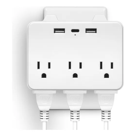 Adaptador De Pared Multicontactos, 6 Entradas, 2 + 1 Usb