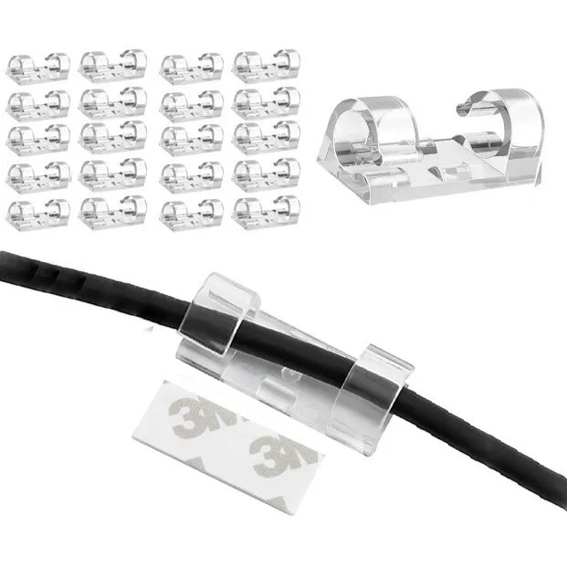 Clips Organizador De Cables Con Adhesivo X 20 Pcs