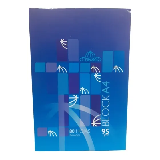Block De Hojas A4 Congreso X80 Hojas Rayadas 95 G