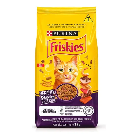 Alimento Friskies Megamix Castrados para gato adulto sabor carne de 3 kg