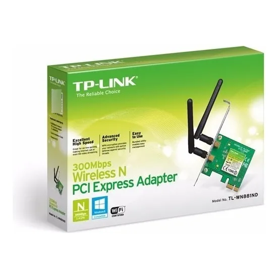 Adaptador Pci Express Wireless N de 300 Mbps TP-Link TL-WN881nd