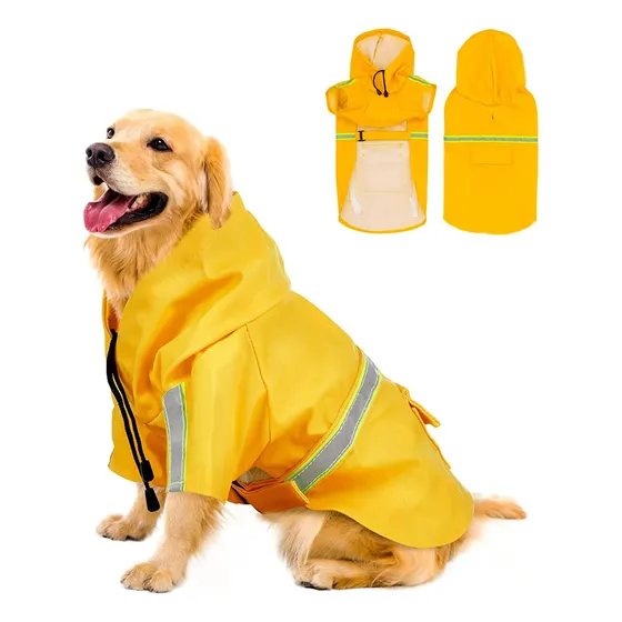 Impermeable Para Perros Con Capucha Con Rayas
