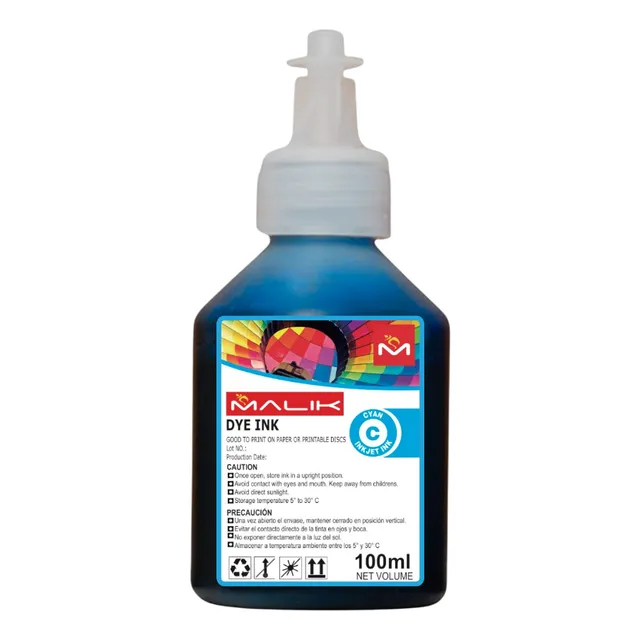 Tinta Universal Cyan 100 Ml Calidad Premium Malik 80007