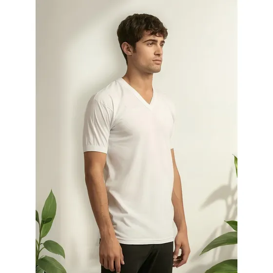 Camiseta Tres Ases Manga Corta Interlock Cuello V Art 410