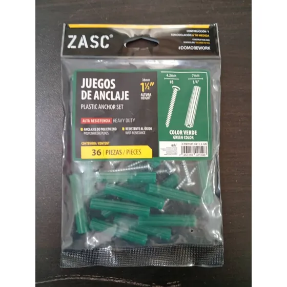 Ramplug De Anclaje 1/4x1-1/2 Color Verde
