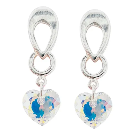  Aros Amor Baño De Oro Blanco Cristales Aurora Boreal