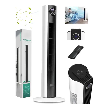 Ventilador Torre Vertical Air Silence De Chão Potente 108cm 31 Cm Preto/branco 127v