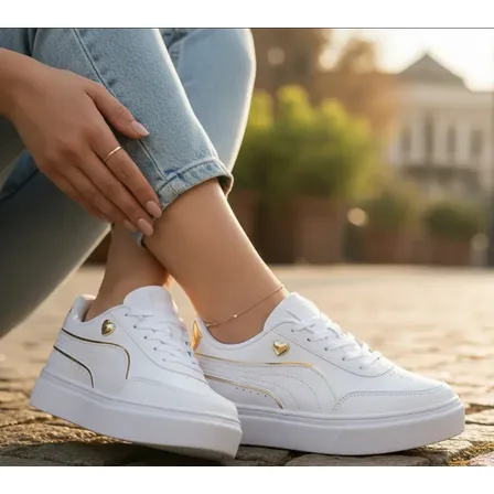 Tênis Casual Header Feminino Coração Dourado Original Lindo