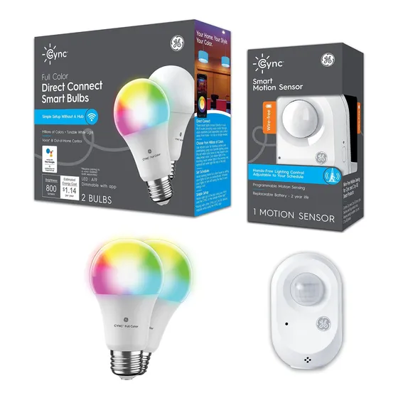 Ge Cync Bombilla Sensor Movimiento 2 A19 Todo Color Sin