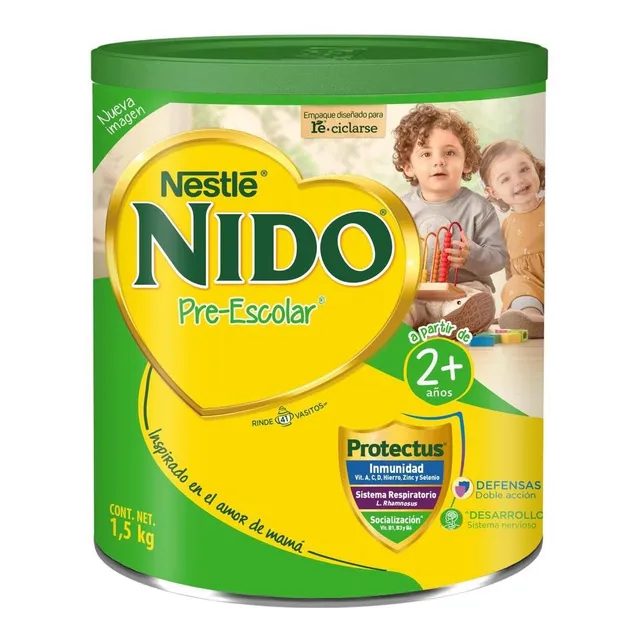 Alimento a Base de Leche para Niños Nido Pre-Escolar 1.5kg de 2 años en Adelante.