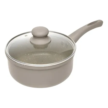 Panela Indução Granito Chef 18cm Taupe Tampa Vidro Lyor