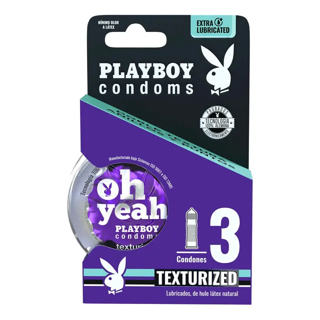 Condones de látex Playboy texturizados 3 condones