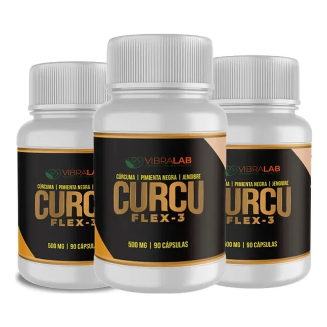 3 Frascos Curcuflex Curcuma Activada Con Pimienta Jengibre