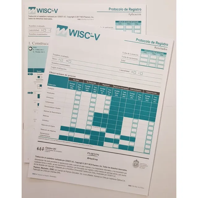 Wisc-5 Protocolos De Registro + Cuadernillos De Respuestas