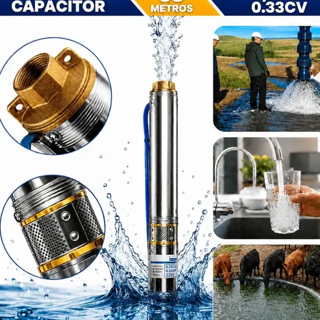Bomba Submersa Caneta Palito 1/3hp 0,33cv 38m Poço Artesiano Caixa Cisterna 3 Pol ( Cano 100mm ) Submersível Chácara Sítio Rancho Fazenda
