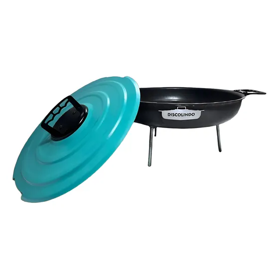 Disco Paellero Acero 46 Cm Tapa Color Manijas Patas Cocina