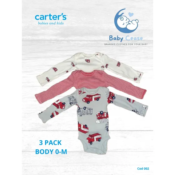 Body 3 Pack Blanco, Rojo Y Gris Carritos Carter´s Variado