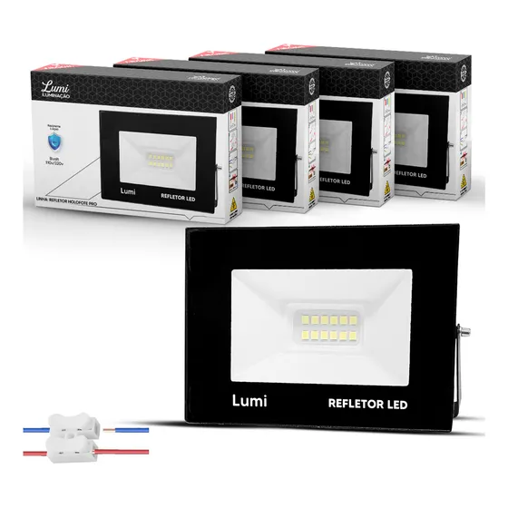 Kit 4 Refletor Led 30w Holofote Branco-frio 6500k Prova Dágua Ip67 Cor Da Carcaça Preto Cor Da Luz 127/220V