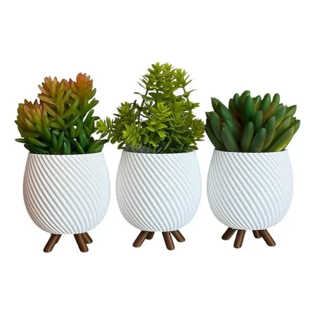 Trio Vasos Cachepot Minimalista Decoração Delicada