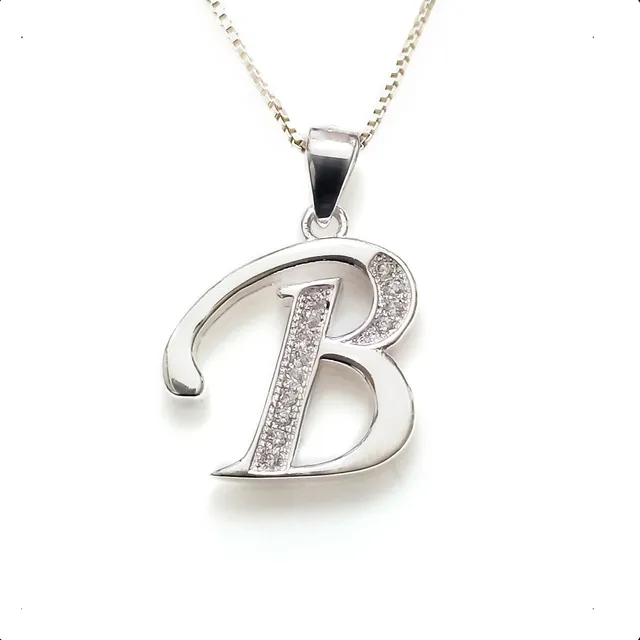 Cadena En Plata 925 Y Dije Diseño Letra Inicial (a-z)