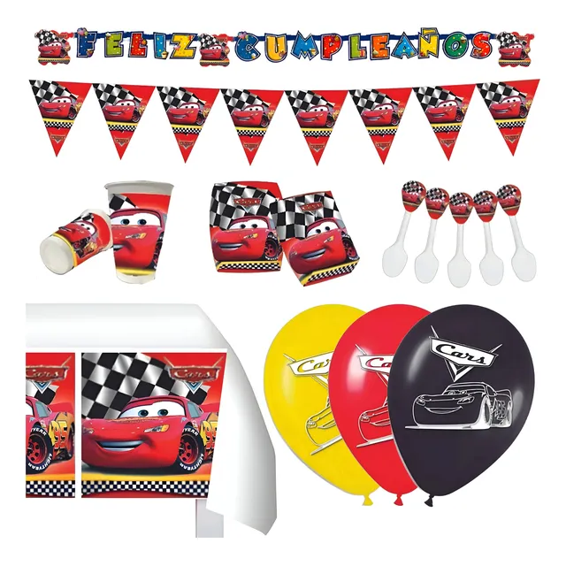 Kit Infantil Decoración Fiesta - Cars X12 Invitados