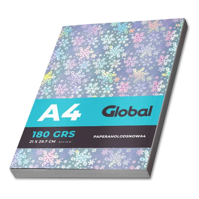 Papel Holográfico Autoadhesivo Copos Nieve 100 H A4 180 Gr
