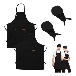 2 Delantal De Chef Impermeables Y 2 Gorros De Chef Ajustable 2 Delantal De Chef Impermeables Y 2 Gorros De Chef Ajustable