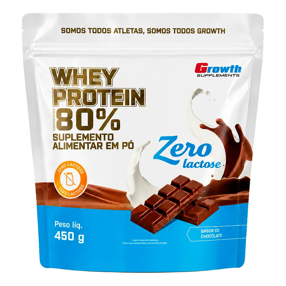 Whey Protein Concentrado Zero Lactose 450gr - Growth Chocolate