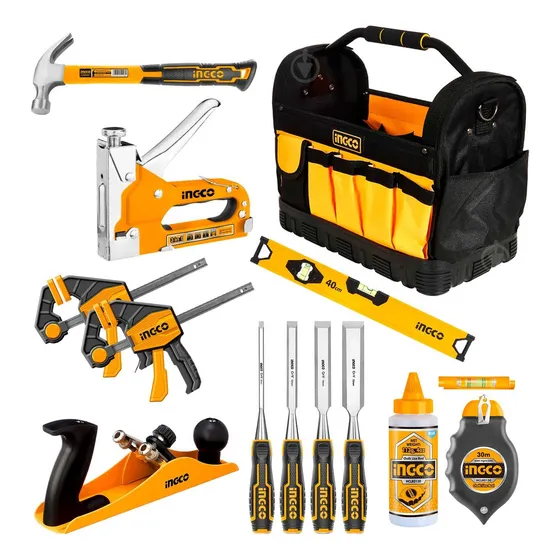 Set Herramientas Carpintero 13pcs Ingco Maletín Martillo