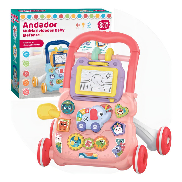 Andador Didático De Empurrar Dm Toys Infantil Multi Atividades Bebê Divertido Cor Rosa Andador Didático De Empurrar Dm Toys Infantil Multi Atividades Bebê Divertido Cor Rosa