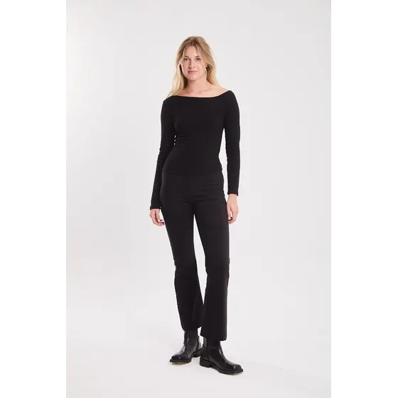 Remera Manga Larga De Rib,negro Koxis Mujer