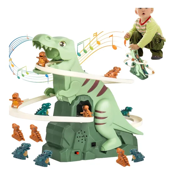 Para Puzle Infantil Con Pista De Dinosaurio, Escalera De
