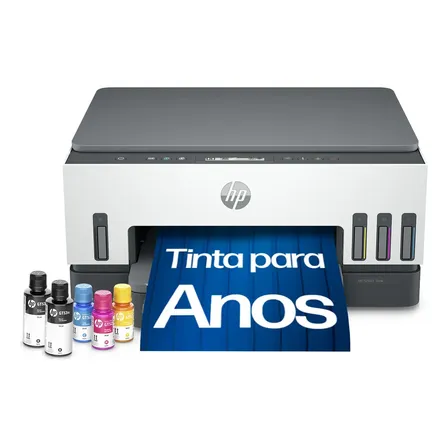 Impressora Multifuncional HP Smart Tank 724 Tanque de Tinta Colorida Wi-Fi Scanner Duplex. Funções: Imprimir, Copiar, Digitalizar. Cor: Branco (2G9Q2A)