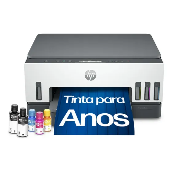 Impressora Multifuncional HP Smart Tank 724 Tanque de Tinta Colorida Wi-Fi Scanner Duplex. Funções: Imprimir, Copiar, Digitalizar. Cor: Branco (2G9Q2A)
