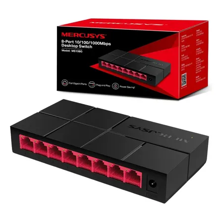 Switch Mercusys Ms108g - 8 Portas - Gigabit - Preto