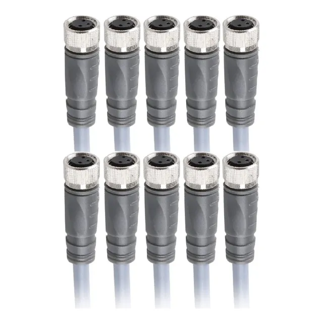 Conector De E/s Hembra Recto, M8 3 Pin, Cable 5m Paq 10pz