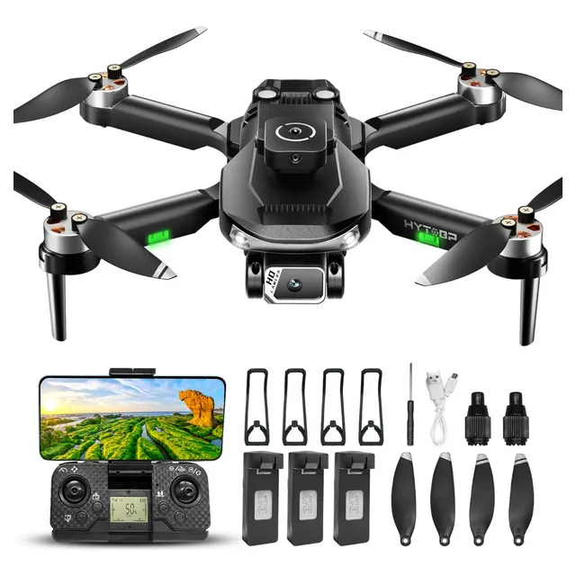 Mini Dron 8k Con Dual Cámara HD Professional Control Remoto Plegable 3 Baterías 5/2.4Ghz Negro