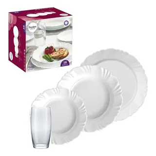 Aparelho De Jantar Pétala Opaline 16 Peças Duralex Nadir Cor Branco Liso Aparelho De Jantar Pétala Opaline 16 Peças Duralex Nadir Cor Branco Liso
