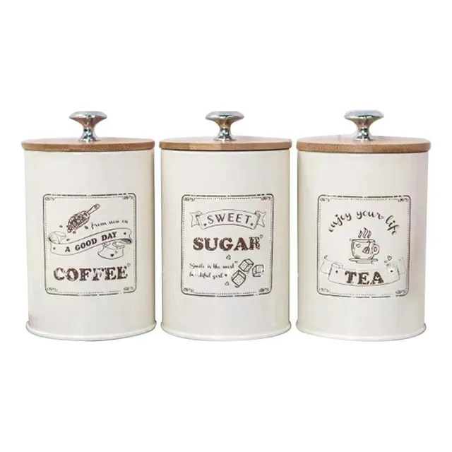 Juego De 3 Tarros Herméticos Para Almacenar Té, Azúcar Y Caf