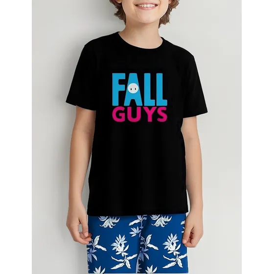 Camiseta Criança Infantil Jogo Fall Guys Game Kids Geek Nerd